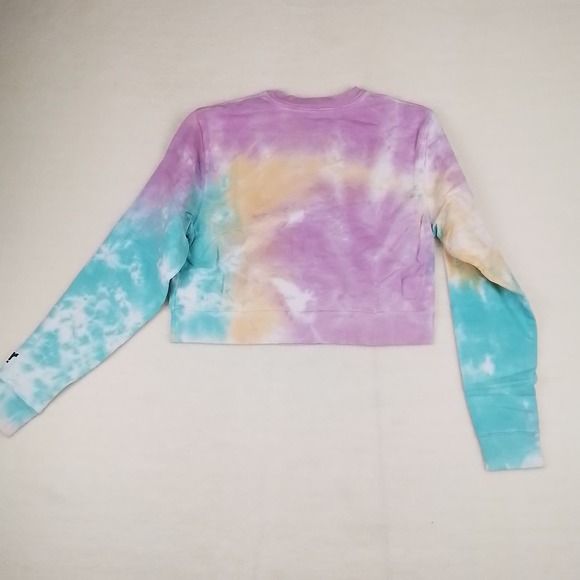 Revolve Samii Ryan Sweatshirt Sz M Cropped Pink Blue Tie Dye Don't Play‎ Me - Picture 3 of 13